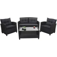 Mendler XXL Poly-Rattan Garnitur HWC-F10, Balkon-/Garten-/Lounge-Set Sitzgruppe, Sofa Sessel mit Kissen Spun Poly - anthrazit