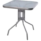 Mojawo BistRotisch Glas und Metalll Eckig 60x60x70cmSilberfarben Balkontisch Gartentisch Glastisch