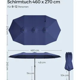 Songmics Doppelsonnenschirm 460 x 270 cm Blau