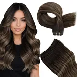 Tressen Echthaar Extensions Ombre Braun Tressen Extensions Echthaar Remy Extensions Tressen Echthaar Ombre #2/8/2 Dunkelstes Braun to Aschbraun 70g 30cm