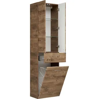 Saphir »Quickset Badschrank 50 cm breit, 2 Türen, 1 Schublade, 1 Wäschekippe«, Badezimmer-Hochschrank inkl. Türdämpfer, Griffe in Chrom glänzend