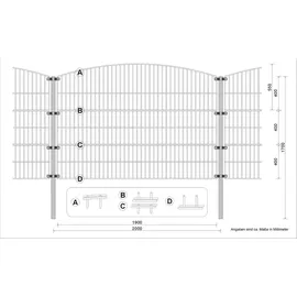 Aileenstore Doppelstabmattenzaun 40 m x 2,4 m Grau/Stahl