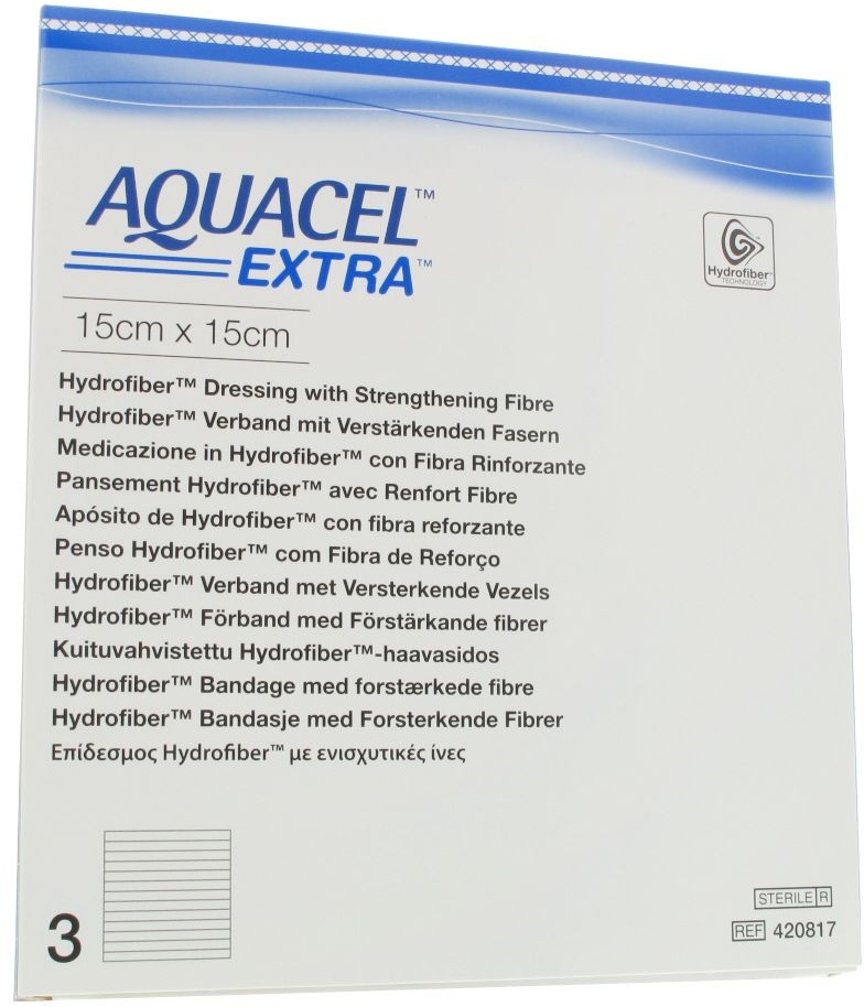 AquacelTM ExtraTM Hydrofiber mit verstärkenden Fasern 15 x 15 cm