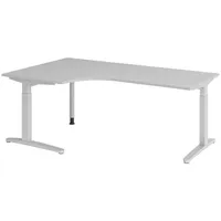 Bümö Schreibtisch Grau, Silber, Nachbildung, Rechteckig, 200x74x120 cm FSC