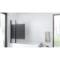 Aurlane Badewannenfaltwand Black Lines 2 Schwarz 100 cm x 140 cm 2-teilig