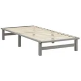 Homestyle4u 2193, Holzbett Palettenbett 90x200 cm Grau Palettenmöbel Bett Futonbett Bettgestell mit Latttenrost