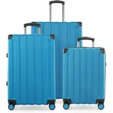Hauptstadtkoffer Q-Damm - 3er Kofferset - Handgepäckskoffer 54 cm, mittelgroßer Koffer 68 cm + großer Reisekoffer 78 cm, Hartschale ABS, TSA, Cyanblau