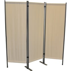 Leco Paravent, Trennwand und Sichtschutz für Balkon und Garten, 3-teilig,beige,150 x 165 cm (L x H)