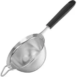 U-Taste Feinmaschiges Sieb: Küchensieb aus 18/8-Edelstahl, mittelgroßes Metallsieb mit genietet stabilem Silikongriff zum Sieben von Mehl, Abtropfen von Tee, Reis, Quinoa (Schwarz, 12 cm)