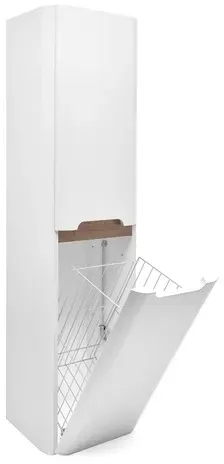 Hoher Badezimmerschrank mit Wäschekorb SAT Fusion 40x149x33 cm mattweiß SATFUSIONV40WK