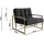 s-style möbel Loungesessel 84 x 81 x 89 cm Schwarz/Gold mit Metallfüßen