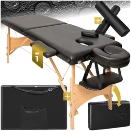 Tectake tectake® 2 Zonen Massageliege-Set Freddi mit Holzgestell, 210 x 95 x 84 cm