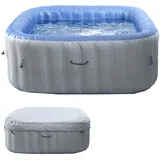 Mendler Whirlpool HWC-N97, Ersatz-Pool 5 Personen, In-/Outdoor aufblasbar PVC laminiert, eckig 180cm, grau-blau