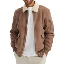 Herren Kernige Jacke in Wildlederoptik mit Teddykragen Outdoor-Jacke 955829 Hell-Braun - 52