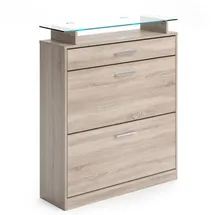 Vicco Alex 89 x 104 x 27 cm braun / Sonoma Eiche, 5 Fächer, 3 Schubladen, hochglänzend