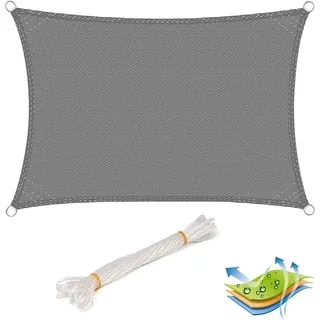 Woltu Sonnensegel Rechteck 2 x 3 m HDPE grau