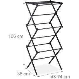 Relaxdays Wäscheständer klappbar ausziehbar schwarz