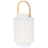 Steinhauer Anne Light - home Tischleuchte Beistelllampe Schlafzimmerleuchte, Laternen-Design, runde Nachttischleuchte, Porzellan Holz, weiß braun, 1x E14 Fassung, H 26 cm