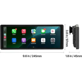 Vevor kabelloses Autoradio (254 mm) HD-Radio mit Touchscreen, Apple CarPlay & Android Auto, Bluetooth, USB, FM, Touchscreen