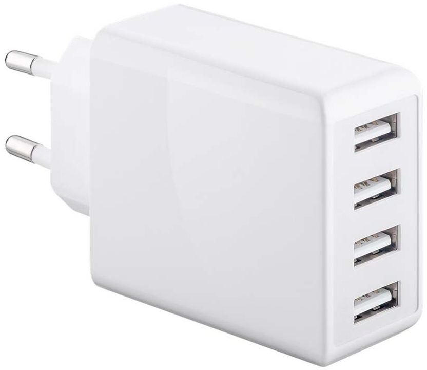 Ladegerät für Apple iPhone 13 in Weiß mit 4x USB-A Anschlüssen 30 Watt USB Netzteil Schnellladegerät Netzstecker