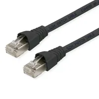 Telegärtner Patchkabel CAT 6a S/FTP 5.00m Schwarz Flammwidrig, mit Rastnasenschutz, Paarschirm, doppelt geschirmt