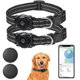 SmartTag Hundehalsband (2Pack), Mini Tracker Ohne ABO für Hunde, (nur IOS) mit wasserdichte Reflektierendes GPS Hunde Tracker Halsbänder, Tracking Standort von Haustieren, Arbeite mit Apple Find My