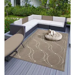 Indoor & Outdoor Teppich Capri modernes Kreise Design beige 080x150 cm