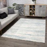 Carpet City Hochflor-Teppich CARPET CITY "Pulpy 524", beige (creme, blau), B:80cm H:30mm L:300cm, Polypropylen (PP), Teppiche, besonders weich, Meliert, ideal für Wohnzimmer & Schlafzimmer