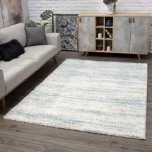 Carpet City Hochflor-Teppich CARPET CITY "Pulpy 524", beige (creme, blau), B:80cm H:30mm L:300cm, Polypropylen (PP), Teppiche, besonders weich, Meliert, ideal für Wohnzimmer & Schlafzimmer