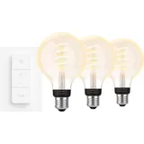 Philips Hue Filament White Ambiance Globe 3er-Pack + Dimmer