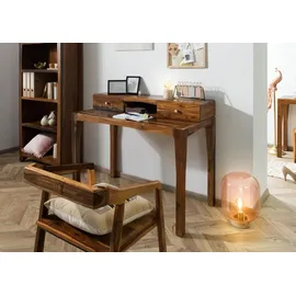 MASSIVMOEBEL24.DE Schreibtisch Sheesham dunkelbraun lackiert