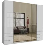 Wiemann Falttürenschrank WIEMANN "Kansas", weiß (weiß, weißglas und spiegel), B:250cm H:217cm T:58cm, Schränke, Drehtürenschrank, mit Spiegel und Glas