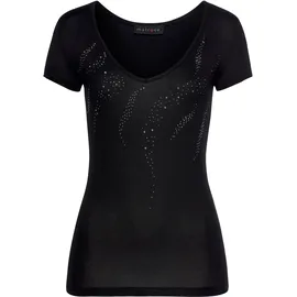 MELROSE T-Shirt MELROSE, Damen, Gr. 44, schwarz, Jersey, Obermaterial: 95% Viskose, 5% Elasthan, Glitzerstreifen, unifarben, tailliert hüftlang, tiefer V-Ausschnitt, Shirts T-Shirt, taillierte Passform, tiefer V-Ausschnitt, aus elastischem Jersey, Topseller