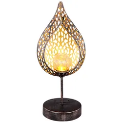 LED Solarleuchte, Feuer-Effekt, Tropfen-Optik, crackle, gold