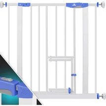 Kesser Kidiz® Türschutzgitter Absperrgitter Treppengitter Kindergitter Mit Türe Für Hunde Und Katzen Haustier Ohne Bohren Erweiterbar Kombinierbar Blau / 102-115 Cm