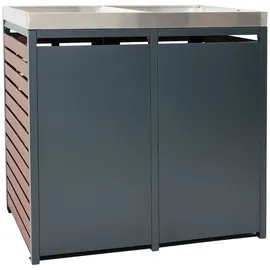 Proregal Mülltonnenverkleidung 124 x 134 x 84 cm walnuss