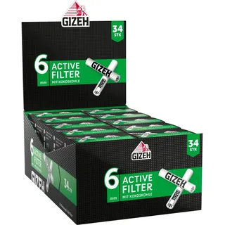 Gizeh Active Tips – Aktivkohlefilter mit Keramikkappen – 10 x 34 Filter
