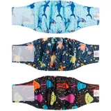 CuteBone Hundewindeln für Männliche Hunde Waschbare, 3 Stück Wiederverwendbare hund bauchband für Rüden Hochsaugfähige Hundewickel DM28XS-DE