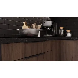 Küchen-Preisbombe Winkelküche L-Form 280 x 270 cm Nußbaum Schwarz