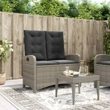 Teenpull – Gartenbank Verstellbar Mit Kissen Grau Poly Rattan