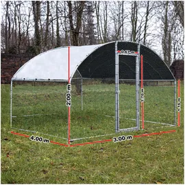 fudajo Freilaufgehege XXL 2 x 2,95 x 2 m mit Sonnendach