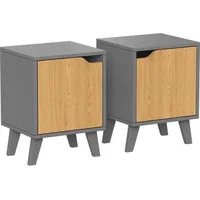 Vichy Vichy, Nachttisch, Nachttisch Malu, Anthrazit/Eiche, 2 Teile