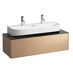 LAUFEN Sonar Schubladenelement/Sideboard H4054610341411 117,5x34x45,5cm, Ausschnitt Mitte, Aufsatzwaschtisch, Kupfer/Nero Marquina