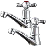 2er-Set Einzelwaschbeckenarmaturen, Metallarmaturen für Kaltwasser, blaue Waschtischarmaturen, rote Waschtischarmaturen