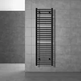 luxebath Badheizkörper Sahara 400x1500 mm Schwarz Matt Gerade Seitenanschluss