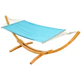 AMANKA Xxl-Hängematte, Blau, Holz mit Stabhängematte