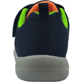 SKECHERS Skech-Stepz 2.0 Mini Wanderer Sneaker, Navy Textile Synthetic Lime Orange Trim, 23 EU