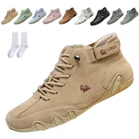 Snrtevu Alpaca Barfußschuhe, Alpaca-Ergonomischer, Wasserdichter & Schmerzlindernder Leder-BarfußSchuh, Schuhe Damen, Wasserdichte und Atmungsaktive OrthopäDische Barfuss Schuhe (Khaki,44) - 44 EU