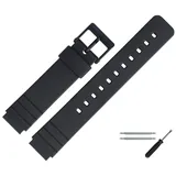 MARBURGER Uhrenarmband 19mm Kunststoff PVC Schwarz schwarz 19mm