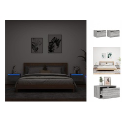 vidaXL Nachttisch Wand-Nachttische mit LED-Leuchten 2 Stk Grau Sonoma grau